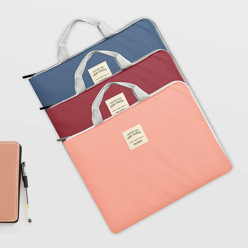 A4手提文件袋拉链帆布补课补习试卷资料袋公文包女学生韩国小清新