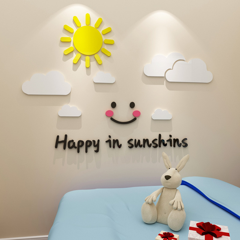 男孩女孩房间布置装饰幼儿园背景墙自粘贴画儿童房墙面3d立体墙贴