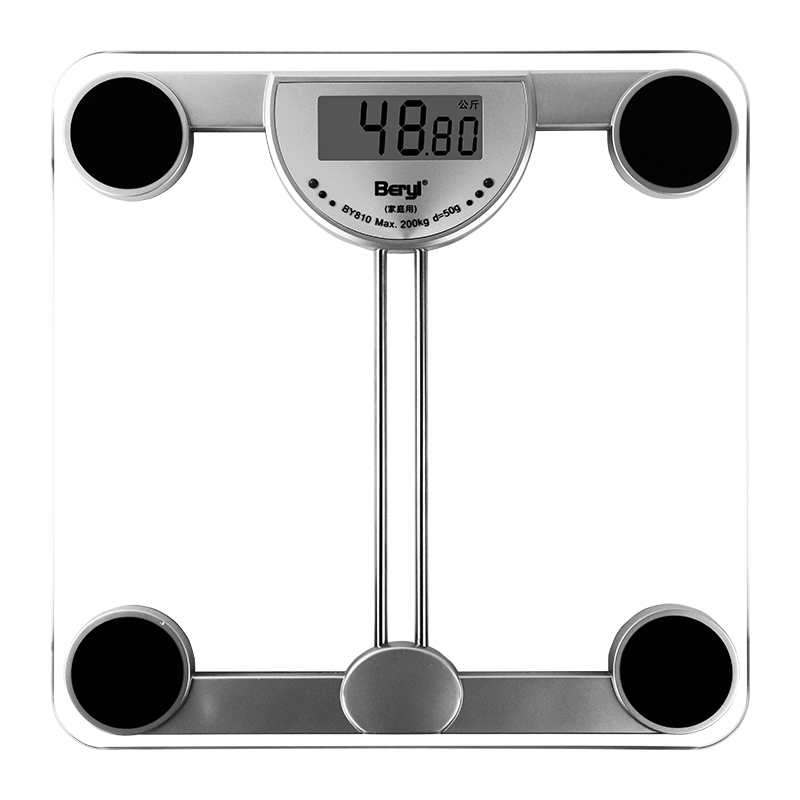 贝雅家用薄款方形人体秤体重秤斤电子称透明秤钢化玻璃单斤显示