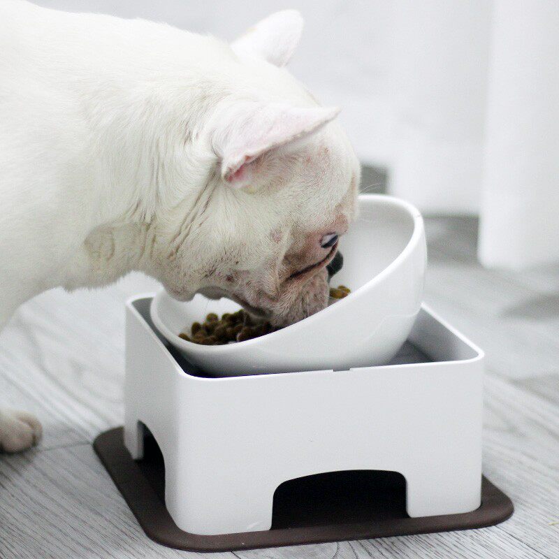 狗狗碗法斗专用碗斜口短鼻犬陶瓷餐桌扁脸防滑巴哥狗食盆宠物用品