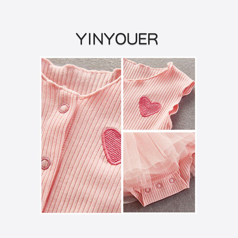 百天婴儿衣服春装套装女宝宝背心包屁网纱裙针织外套春夏季公主服