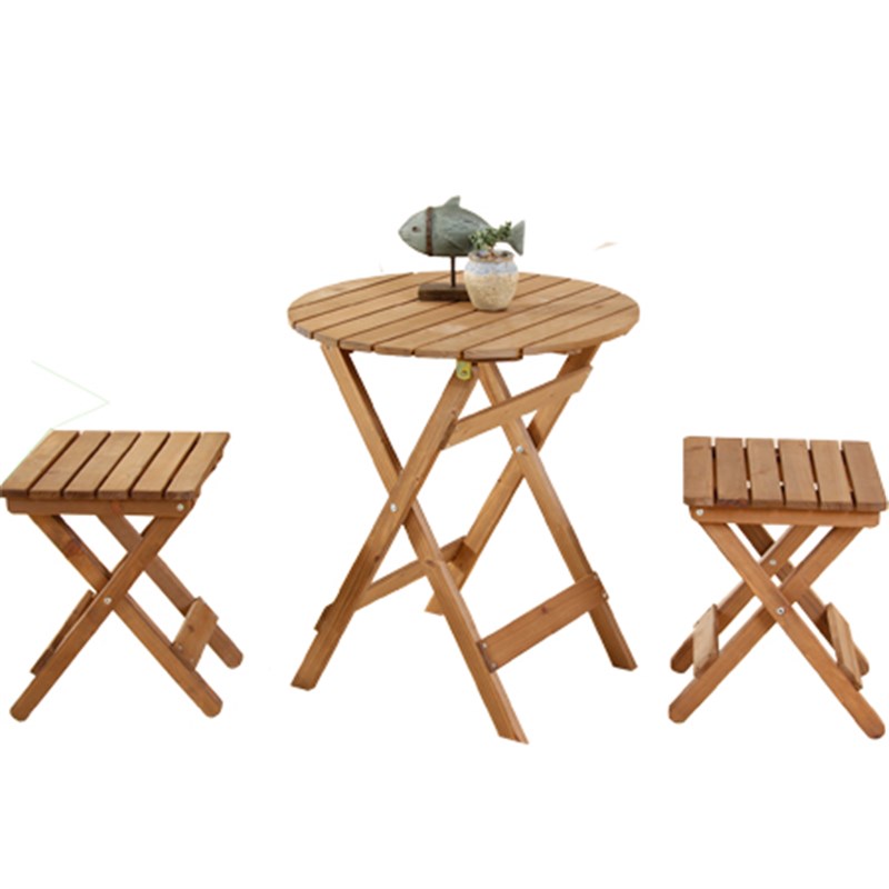 复古田园实木折叠餐桌椅组合休闲餐桌套装木桌椅室内阳台露台茶几