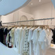 服装 店钢丝绳调节货架 店展示架不锈钢拉丝悬挂吊架挂衣杆银色女装