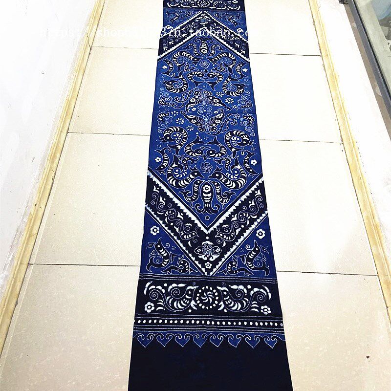 贵州蜡染桌旗床旗 纯手绘台布 家居装饰 酒店装饰背景墙 245*45CM