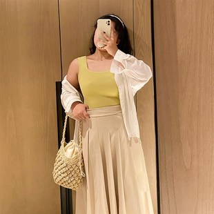 内搭上衣潮 大杨微胖MM夏季 新款 韩版 针织吊带背心女宽肩带百搭无袖
