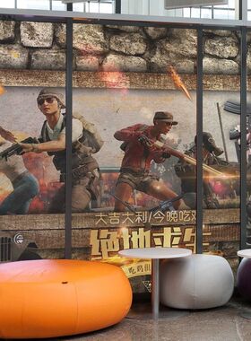 电竞网咖LOL玻璃门磨砂贴纸透光不透明静电防窥窗户吃鸡贴膜防晒