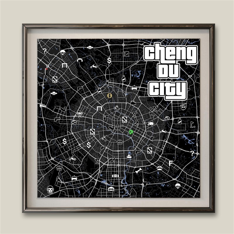 GTA侠盗猎车手定制装饰画创意电竞游戏成都天津北京所有城市定制