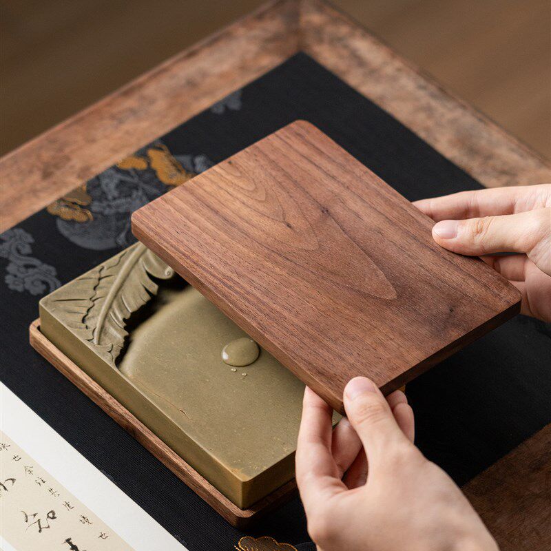 张小凤天衣裁云蕉砚绿端天然原石手工端砚肇庆可研墨国画专用精品