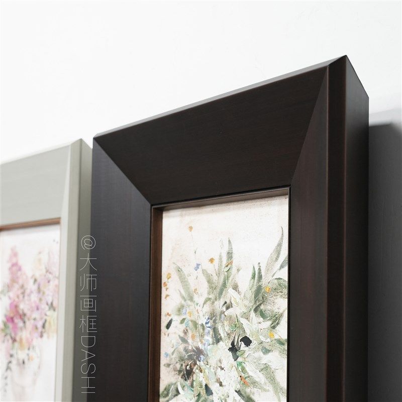 可定制大师简约实木大宽度画框油画外框装裱相框镜框中古棕色拼图