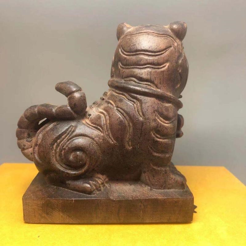 越南沉香木原木雕虎爷守护神黑虎大将军天虎圣尊佛像家用供奉摆件