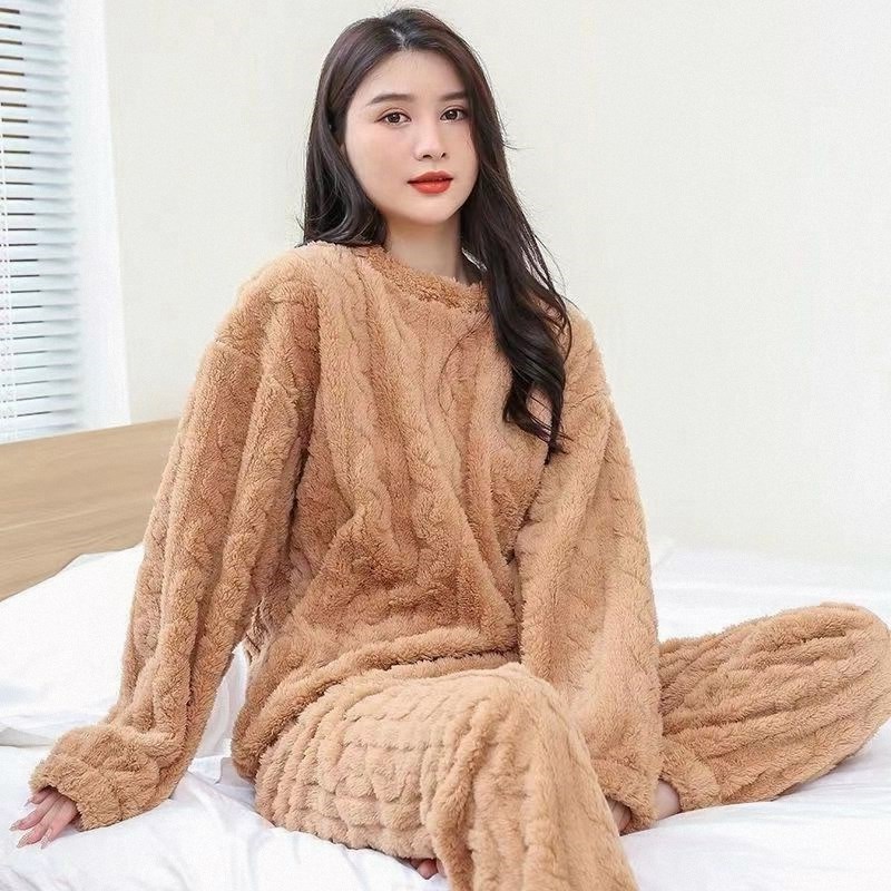 珊瑚绒睡衣女秋冬季2024年新款加绒加厚超厚绒冬天家居服两件套装