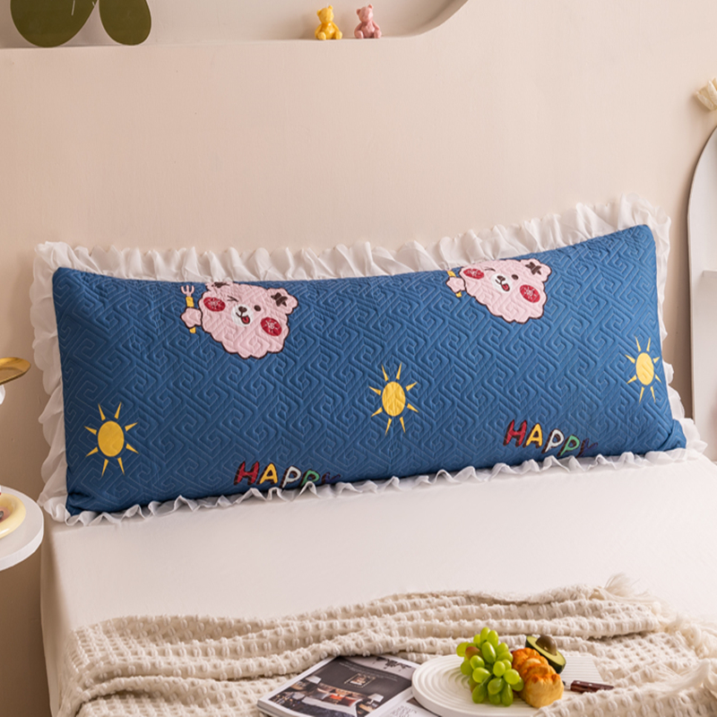 夹棉花边双人枕套枕头情侣加厚长款枕芯套1.2m1.5米1.8加长整头