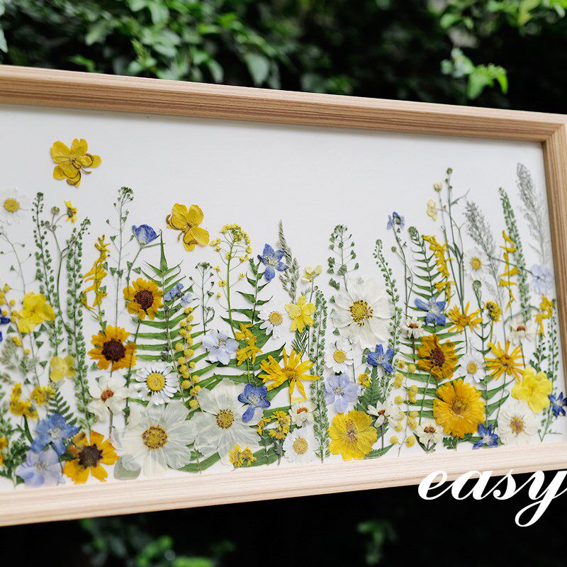 小清新真花花朵压花装饰画  植物实木画框电表箱遮挡挂画小众礼物