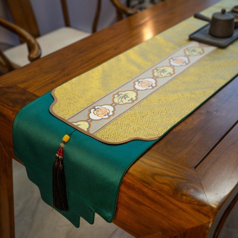 金色桌旗中式禅意新中式茶席长条茶旗轻奢茶几电视柜客厅餐桌桌布,居家布艺,桌旗,淘宝优惠券,粉丝福利购,淘宝优惠卷