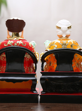 土地公土地婆供奉神像彩绘佛像摆件福德正君地主土地公婆佛像