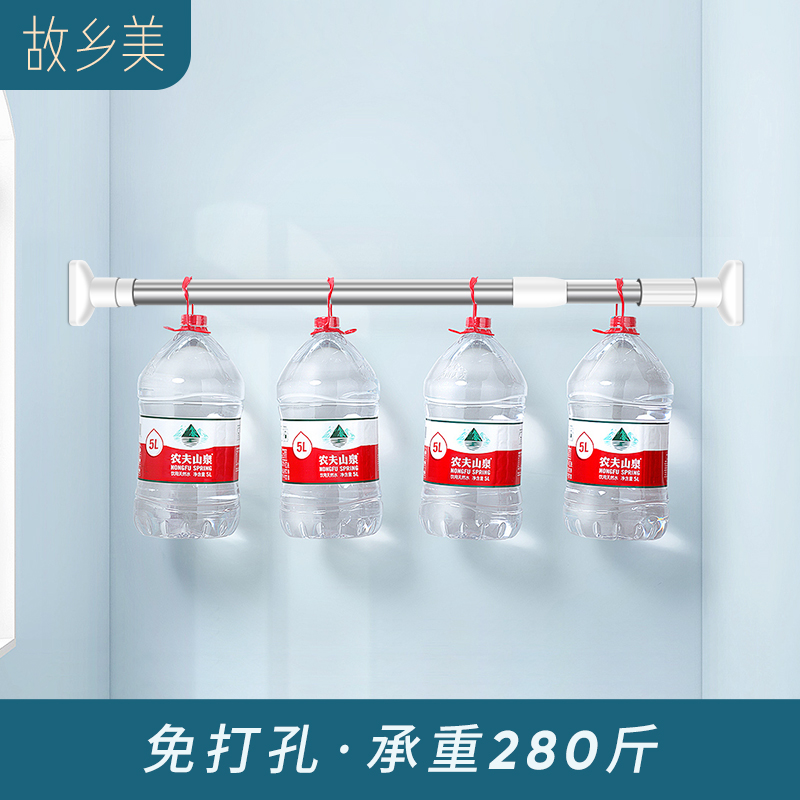 不锈钢多功能伸缩杆浴帘杆免打孔卧室晾衣杆窗帘杆直杆型门帘撑杆