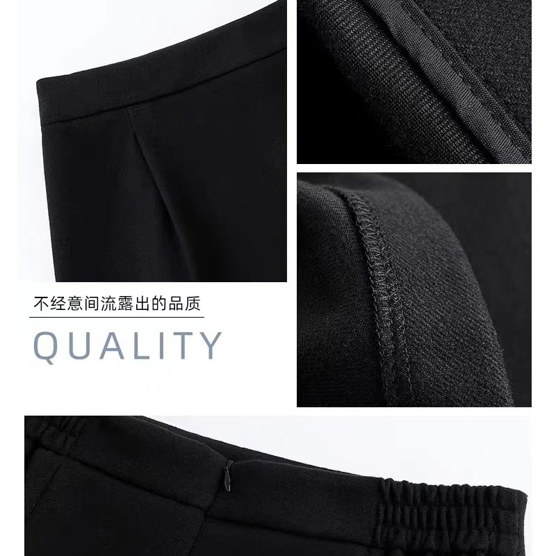 黑色a字半身裙女夏季小个子高腰西装裙中长款开叉包臀裙子春秋潮