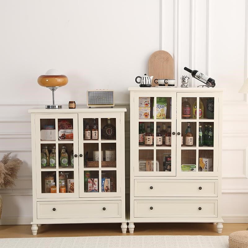 美式酒柜实木餐边柜简约客厅靠墙角边柜双门储物柜复古收纳斗柜子