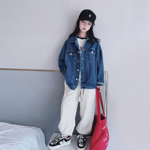 女童牛仔外套2023春秋新款 上衣潮 中大童洋氣休閑兒童牛仔外套韓版