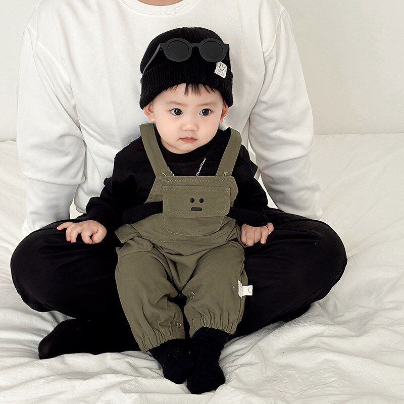 婴儿衣服背带裤连体男宝宝秋装外出两件套装一岁春秋季婴幼儿超萌