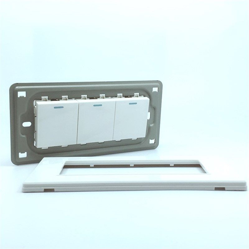 118型三开单控开关老式三联双控暗装面板10A钢板弦白家用电灯按钮