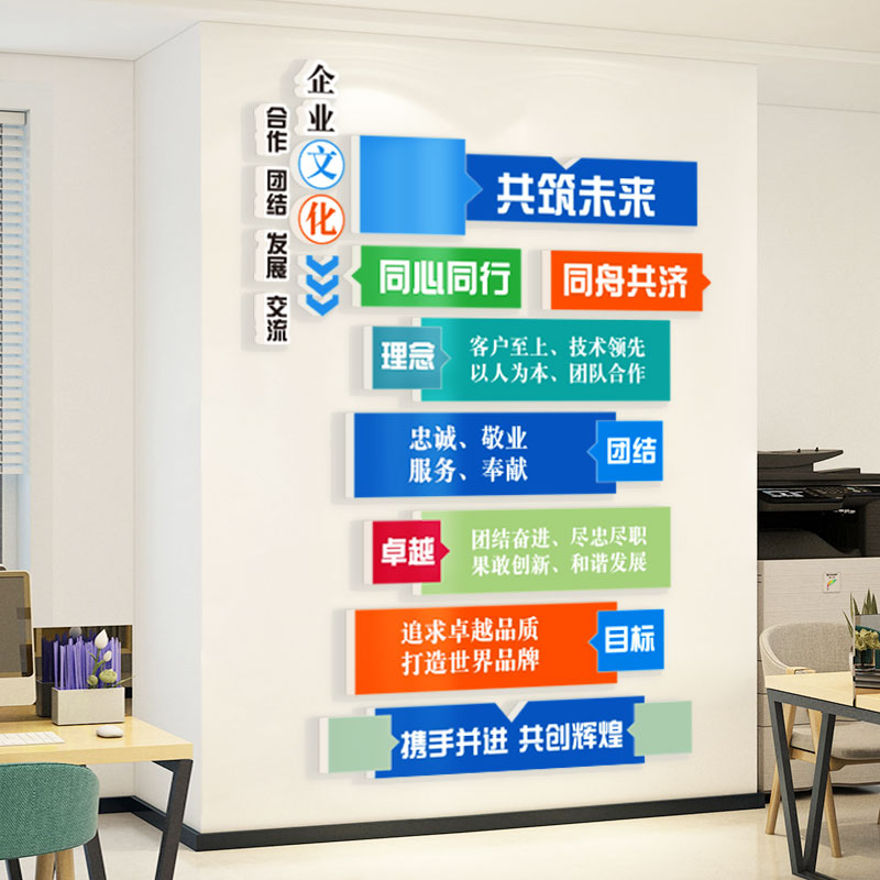 公司背景企业文化会议办公室墙面装饰激励志文字标语贴纸布置壁画