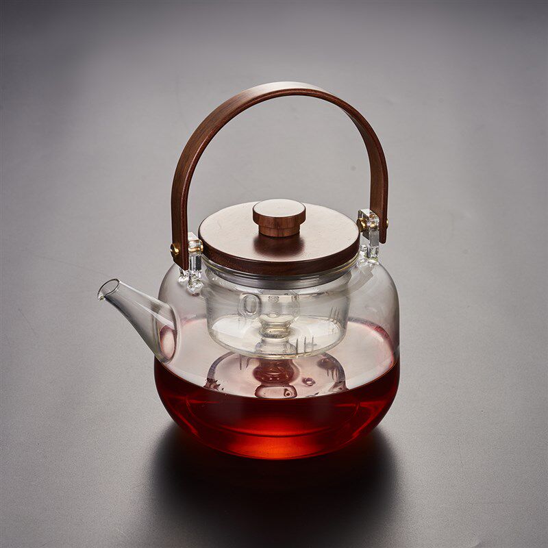 圣裔堂 耐热玻璃蒸煮茶壶电陶炉煮茶器木盖提梁壶家用烧水壶套装
