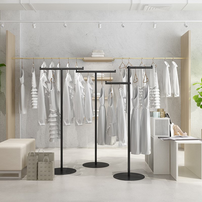服装店衣服展示架男女装中岛架落地式简约时尚挂衣架金属陈列架