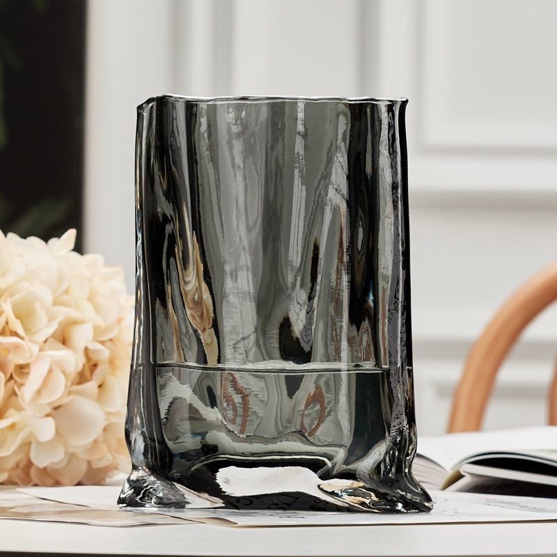 北欧创意网红口袋褶皱纸袋玻璃花瓶 摆件客厅插花水培郁金香餐桌,家居饰品,花瓶,淘宝优惠券,粉丝福利购,淘宝优惠卷