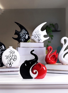 摆件家居饰品创意小摆设酒柜装饰品电视柜玄关陶瓷工艺品客厅摆件