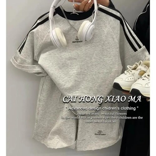 男童短袖套装纯棉夏季运动中大童