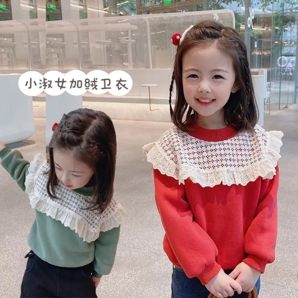秋冬季女童加绒卫衣洋气可爱上衣