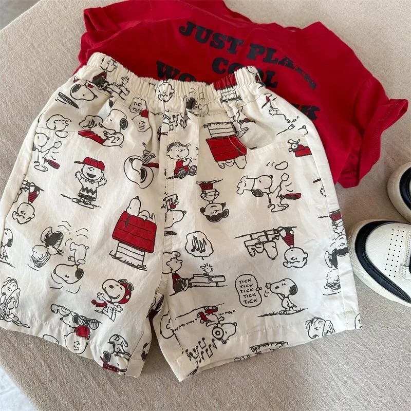 儿童短裤夏季2024新款男女童帅气外穿休闲裤小童满印卡通运动裤子