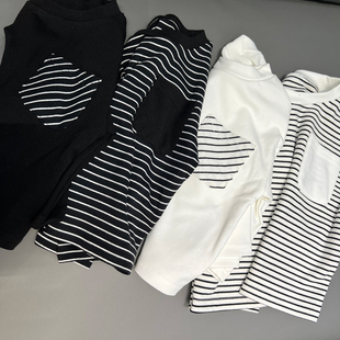 宽松纯棉百搭打底衫 男女宝宝韩版 时髦上衣 T恤春秋款 儿童条纹长袖