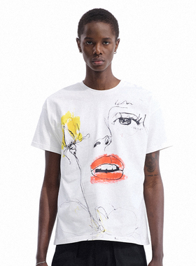 Dream BandSS2025新款简笔画T恤宽松短袖纯棉t恤男生夏季显瘦涂鸦