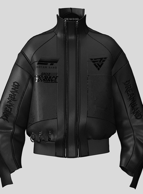 DreamBand2025AW阔版型PU皮机车朋克冲锋衣秋季夹克男生外套复古