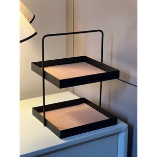 安娜豪斯之家酒店双层皮革垫金属储物托盘门廊钥匙储物托盘杂物化