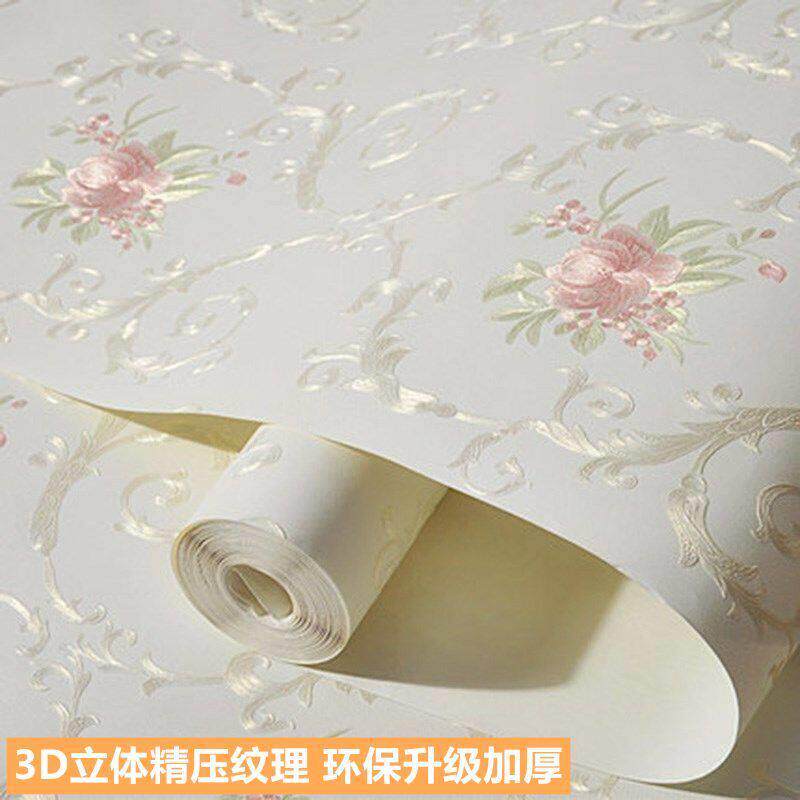 无纺布墙纸自粘卧室温馨立体加厚欧式家用壁纸电视客厅贴纸ins风