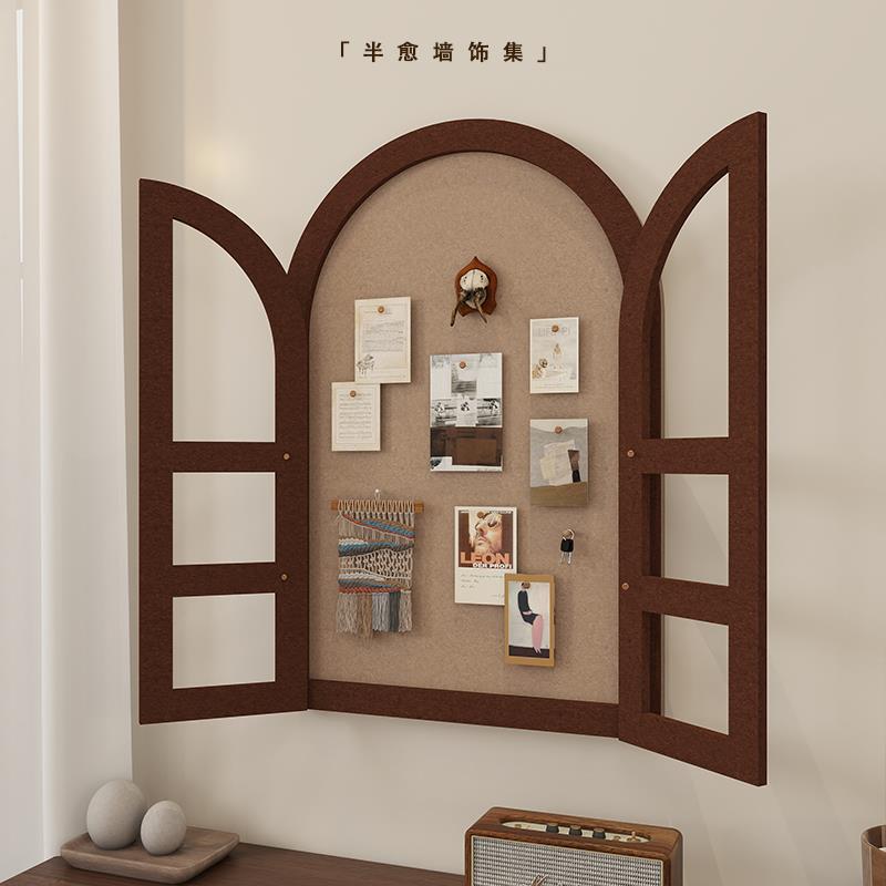 中古风创意装饰画3d立体免打孔窗户墙贴照片墙轻奢高级感毛毡墙贴