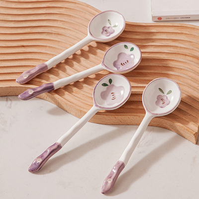 陶瓷宝宝勺子女士高颜值勺子个人专用汤勺长柄勺子特别好看的勺子