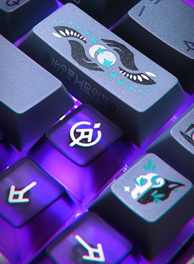 边界外设秘银主题键帽夜光镭射原厂高度1.7厚度PBT夜魔wooting适