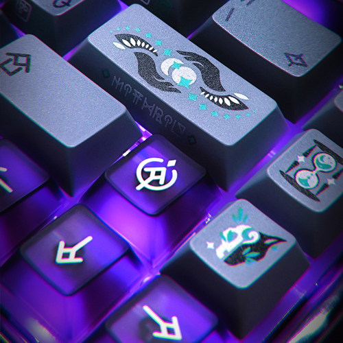 边界外设秘银主题键帽夜光镭射原厂高度1.7厚度PBT夜魔wooting适