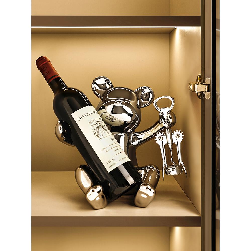 暴力熊红酒架摆件高级感小众轻奢高档家居客厅电视柜酒柜软装饰品