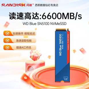 WD西部数据固态硬盘1T闪迪硬盘M.2接口2T台式 SSD高速SN5100西数