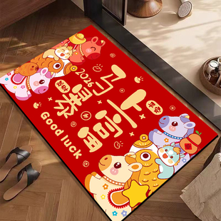 2026新款马年地垫硅藻泥红色浴室卫生间吸水防滑速干入户门高级感