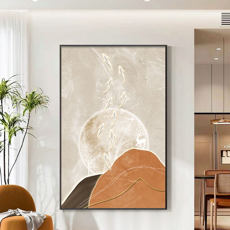 背景墙客厅玄关过九鱼走廊沙发简约落地道装饰画高级壁画现代挂画图片