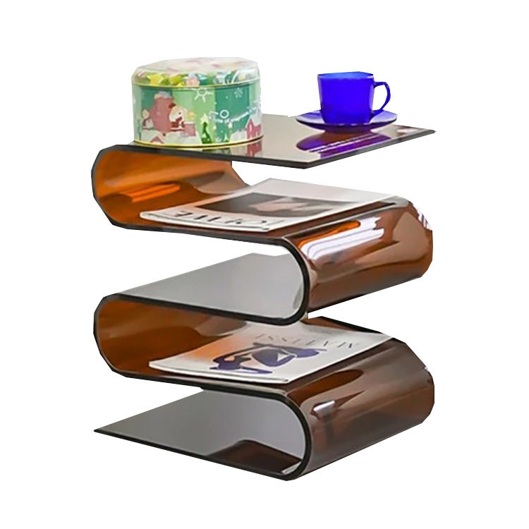 棕色书架个性边几杂志置物架客厅家具家居收纳架 AcrylicTableTea