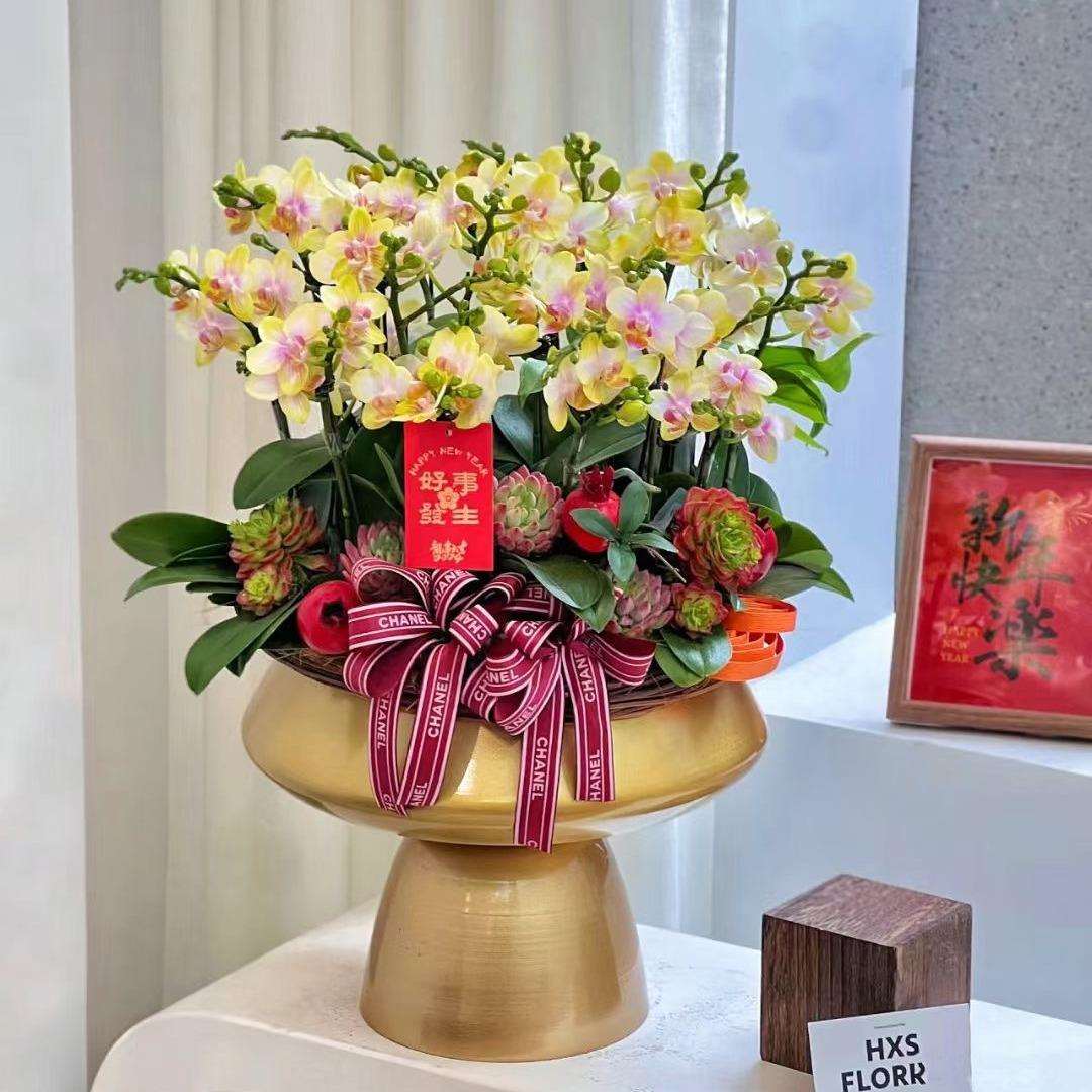 高脚大内盆矮大新中式铁艺花盆花器蝴蝶兰盆金属北欧冬青银柳盆器