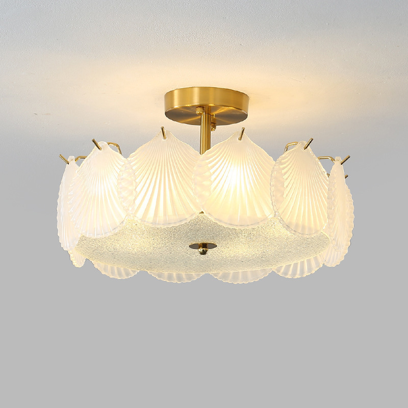 法式主卧室吸顶灯轻奢简约温馨房间吊灯2023年新款贝壳吸顶灯灯饰