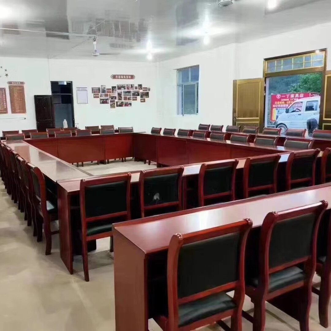 双人会议桌条形桌办公培训桌实木贴皮长桌会议室桌椅组合厂家直销